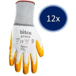 Bitco Anti Slip Work Gloves Men 12 Pairs - Nitrile Coated
