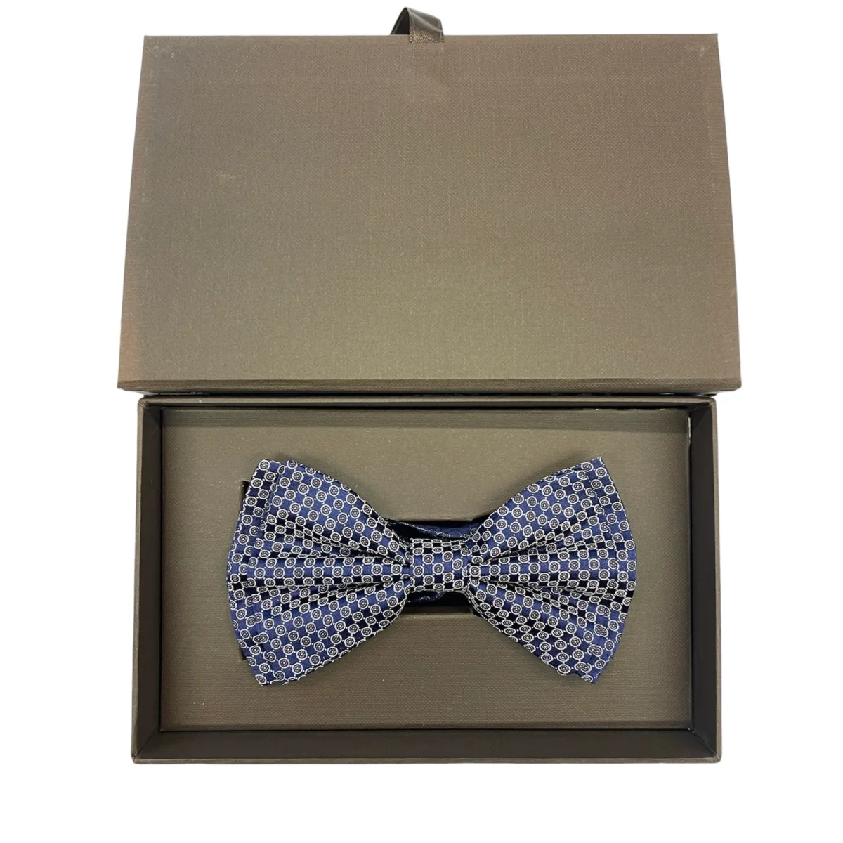 Papillon Sartoriale seta blu con micro fantasia chiara - immagine 3