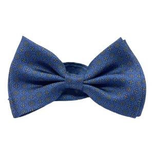 Papillon Sartoriale seta ceruleo con fiori tono su tono