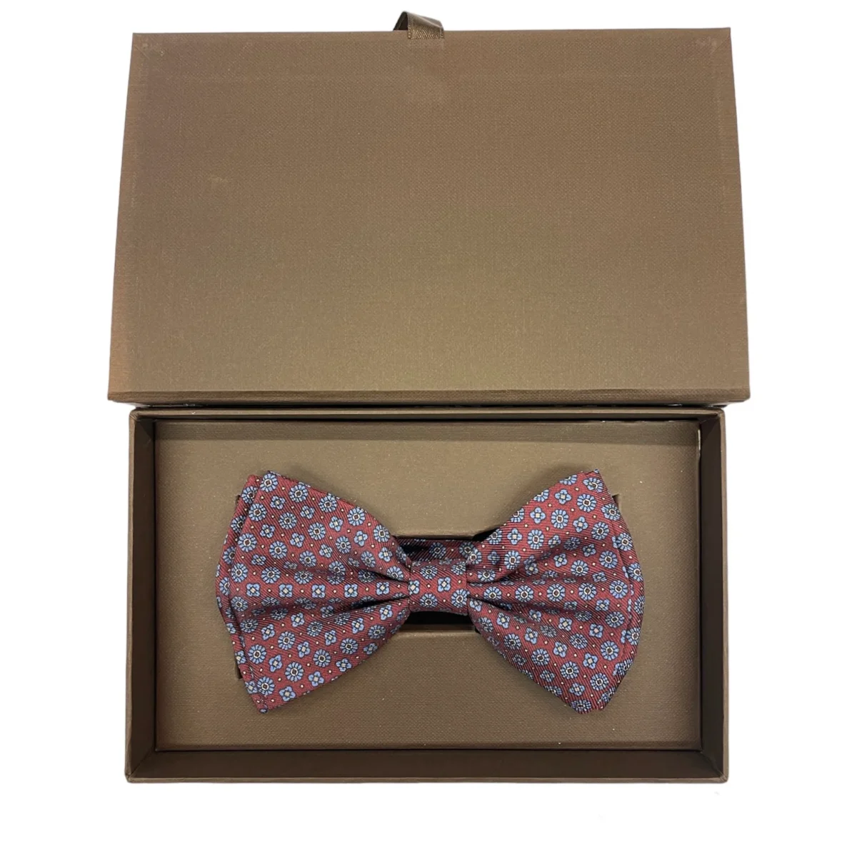 Papillon Sartoriale seta bordeaux con fiori cerulei - immagine 3