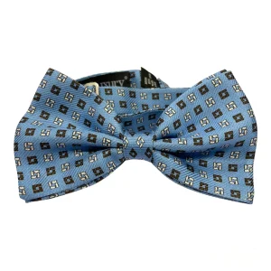 Papillon Sartoriale seta celeste quadri marroni e bianchi