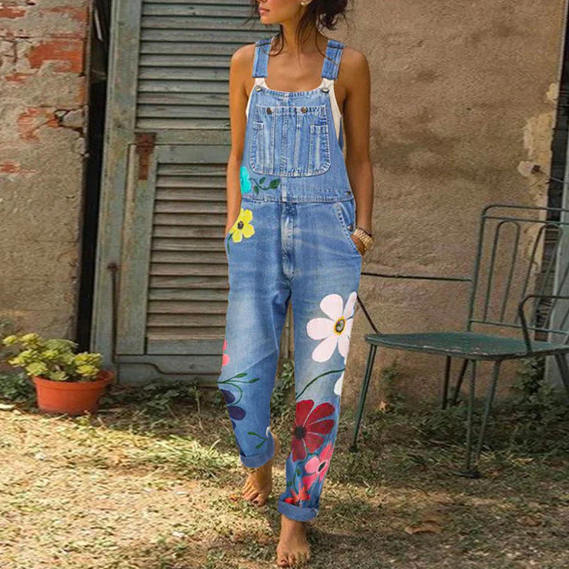 Alessandra | Tuta floreale in denim di alta qualità - immagine 3