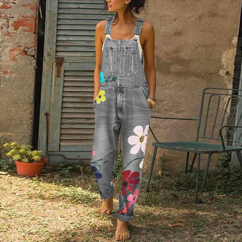 Alessandra | Tuta floreale in denim di alta qualità - immagine 4