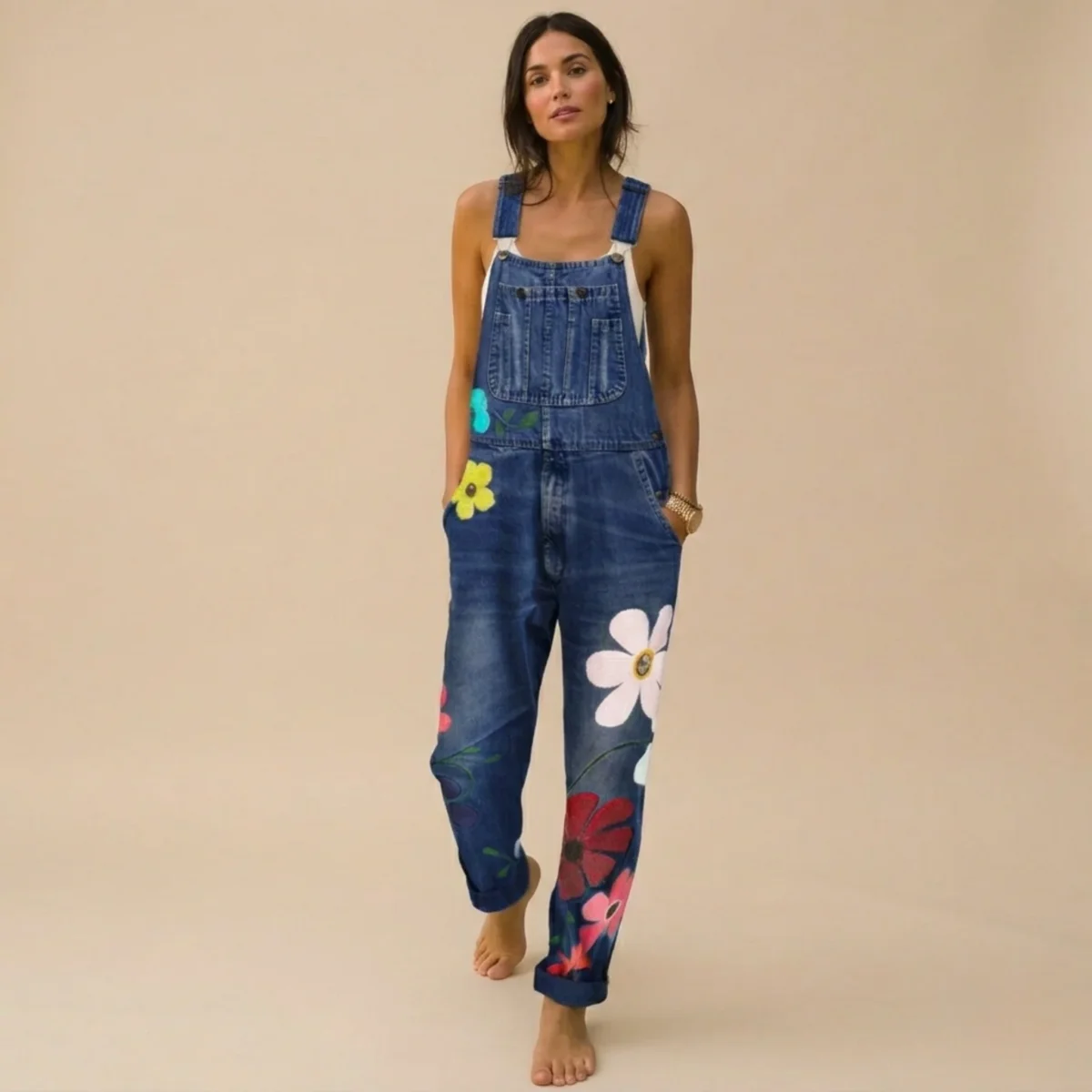 Alessandra | Tuta floreale in denim di alta qualità - immagine 7