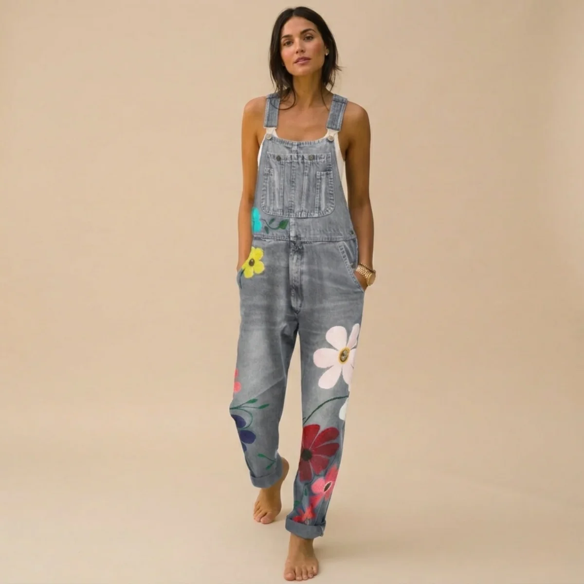 Alessandra | Tuta floreale in denim di alta qualità - immagine 8