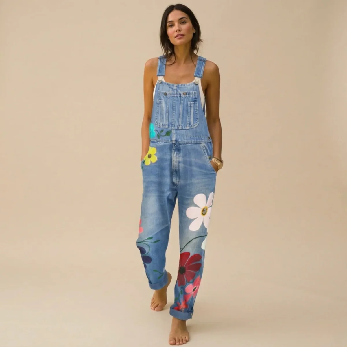 Alessandra | Tuta floreale in denim di alta qualità - immagine 9