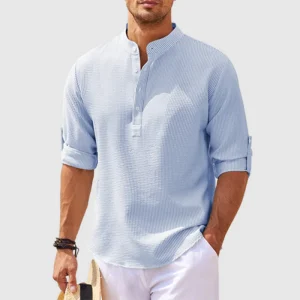 Lino | Camicia Henley Lino Uomo Maniche Lunghe
