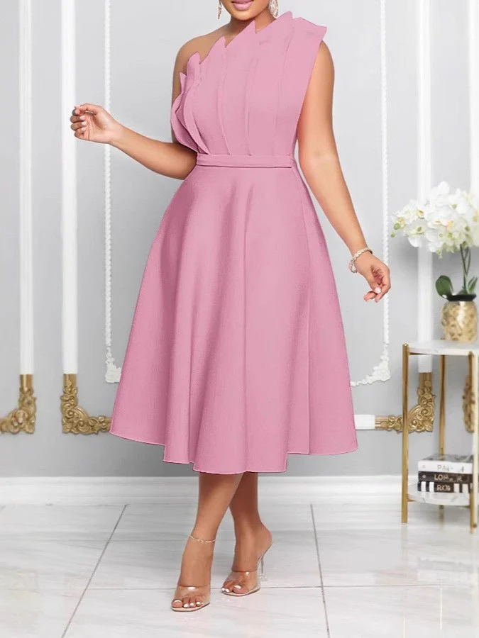 Mira | Vestito Maxi da cerimonia Monospalla con Dettagli Scolpiti - immagine 3