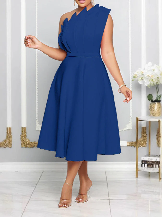 Mira | Vestito Maxi da cerimonia Monospalla con Dettagli Scolpiti - immagine 4