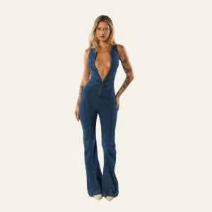 Sienna | Tuta Estiva Denim Cut-Out Elasticizzata
