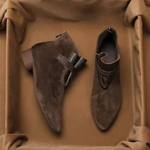 Stivali In Pelle Scamosciata Con Tacco Basso Per Donna | Trevina