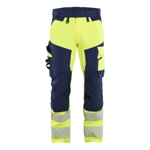 BLAKLADER 11241648 Hi Vis Trousers 4 Way Stretch Hi Vis Reflective Work Trousers Men - double weave