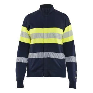 BLAKLADER 34721762 WOMEN'S MULTINORM HI VIS SWEATSHIRT ZIP Hi Vis Reflective Full-zip Work Sweatshirt WOMEN - Flame Retardant