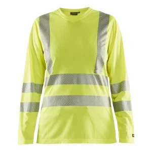 BLAKLADER 34851013 Women's Hi Vis t shirt long sleeve Hi Vis Reflective Long Sleeve Work T-Shirt WOMEN - 100% Polyester
