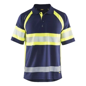 BLAKLADER 33381051 Hi Vis Polo Shirt with UV protection Hi Vis Reflective Short Sleeve Work Polo MEN - 100% Polyester