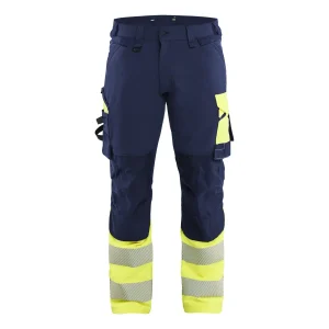 BLAKLADER 11261648 | Hi Vis Trousers 4 Way Stretch Hi Vis Reflective Work Trousers Men - double weave