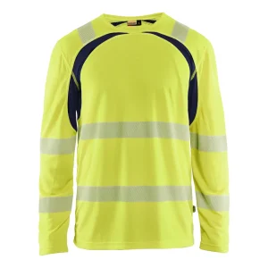 BLAKLADER 35991013 Hi Vis UV Protected Long Sleeved T Shirt Hi Vis Reflective Long Sleeve Work T-Shirt MEN - 100% Polyester