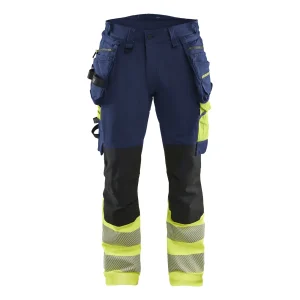 BLAKLADER 11251648 Hi Vis Trousers 4 Way Stretch Hi Vis Reflective Work Trousers Men - Double Weave