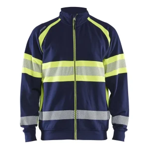 BLAKLADER 35511158 Hi Vis Sweater Hi Vis Reflective Full-zip Work Sweatshirt MEN - 100% Cotton