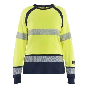 BLAKLADER 34371737 Women's Long sleeved T shirt Multinorm Hi Vis Reflective Long Sleeve Work T-Shirt WOMEN - Flame Retardant