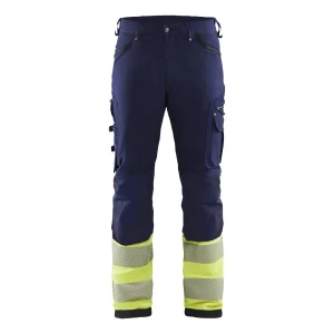 BLAKLADER 11931642 | Hi Vis 4 way stretch trousers Hi Vis Reflective Work Trousers Men - Water Repellent