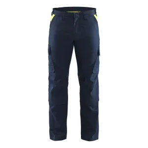 BLAKLADER 14481832 | Industry trousers stretch with knee pad pockets Hi Vis Reflective Work Trousers Men - twill fabric