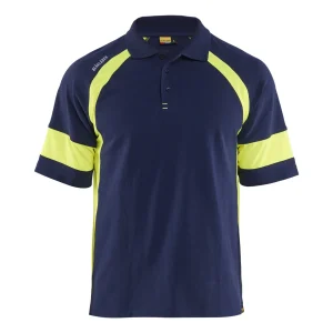 BLAKLADER 35281050 Polo Shirt with Hi vis Hi Vis Reflective Short Sleeve Work Polo MEN - 60% Cotton 40% Polyester