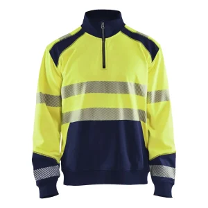 BLAKLADER 35562528 Hi Vis Reflective Half-zip Work Sweatshirt MEN - Brushed Interior