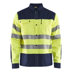 BLAKLADER 32551817 Hi Vis Shirt Hi Vis Reflective Long Sleeve Work Shirt MEN - 50% Cotton 50% Polyester